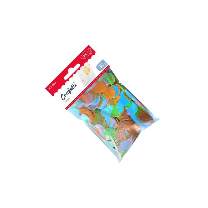 Set confetti neon DACO Art, 30g, rotunde, 2cm, multicolor