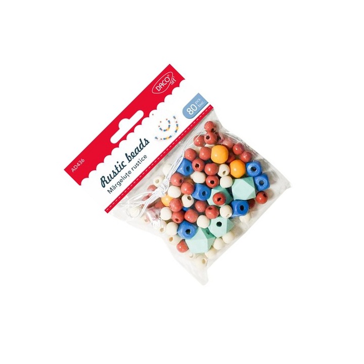 Set Margele Rustice pentru Creatii Handmade, Daco, Multicolor, 80 piese, pentru copii 5 ani