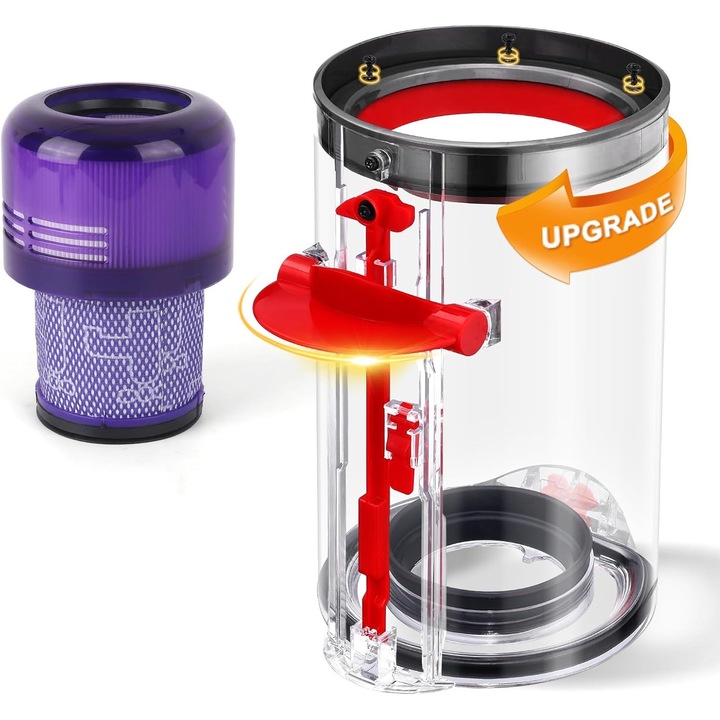 Recipient recipient, set de 1 recipient de schimb V11/V15 cu 1 filtru HEPA, compatibil cu aspiratoare Dyson
