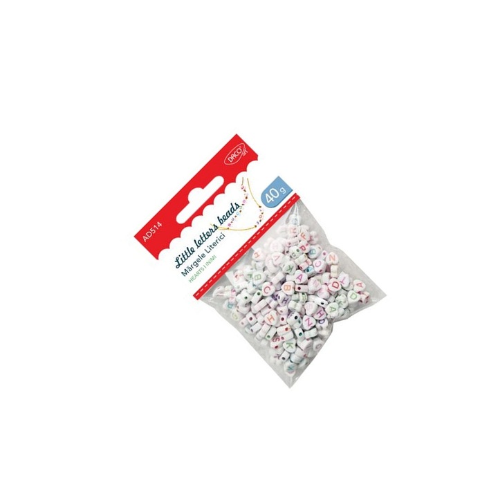 Set margele literici inimi Daco, 40g, 6mm, multicolor, 5 ani