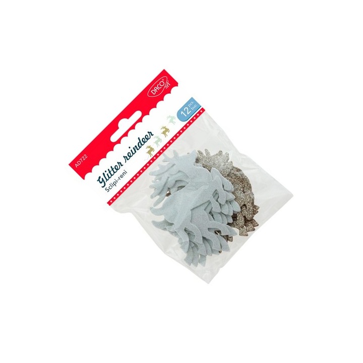 Set Accesorii Craft DACOart Sclipi-reni din Spuma Autoadeziva, 12 buc, alb-maro, 9cm