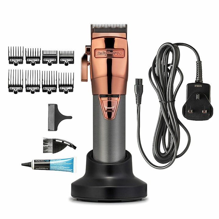 Машинка за подстригване Babyliss Super Motor Cordless, 8 приставки, цвят Rose Gold, 0,5-6 мм