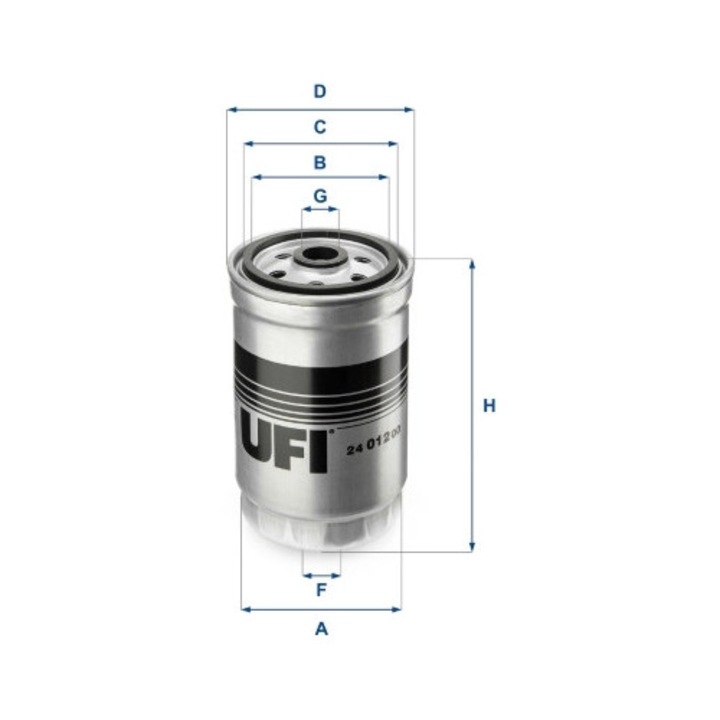Filtru combustibil Ufi 24.012.00, compatibil Hyundai, pentru diverse modele, certificat RAR