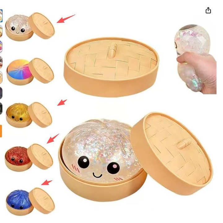 Jucarie interactiva copii, design chiftea realista, cutie decorativa, multicolor, 10x10x10cm