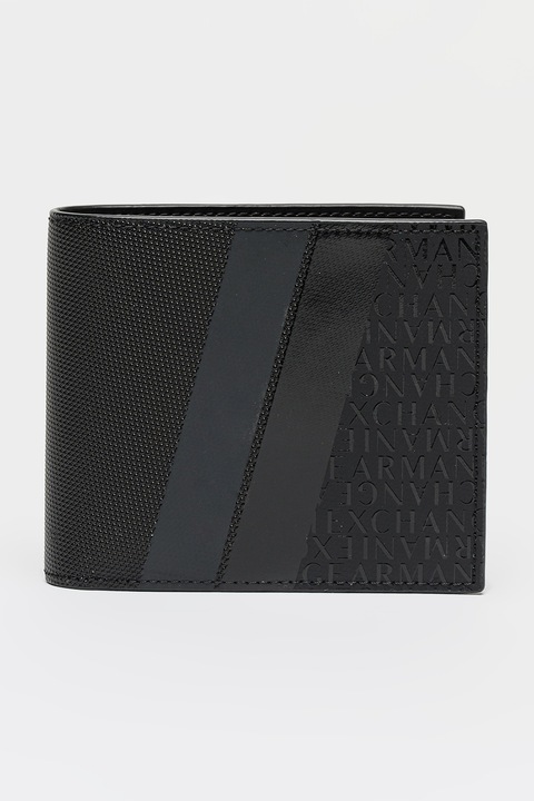ARMANI EXCHANGE, Портфейл в цветен блок с двойно прегъване, Антрацитно сиво