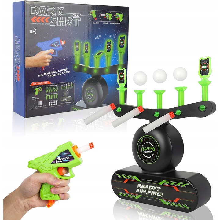 Set joc interactiv, Allbag, DARK SHOT, 2 pistoale, 10 bile levitante, 5 tinte, 33x28x7cm