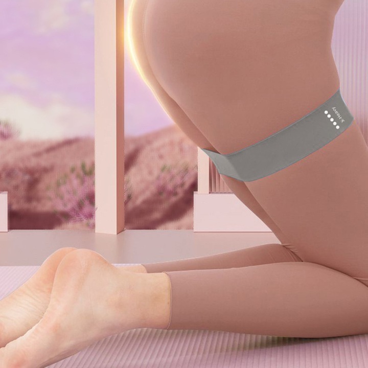 Комплект ластични ленти за фитнес MIVELIS, 5 броя, розов/лилав, 60x5см