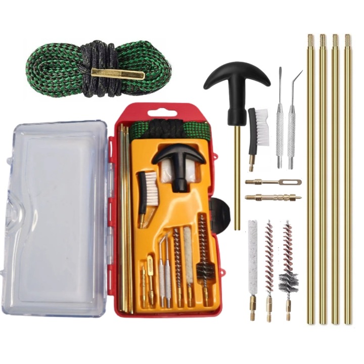 Trusă de curățare pentru arme ZAXER, 5, 56 mm, set complet, 5 piese, culoare neagră, dimensiuni 220x120mm