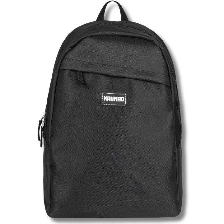 Rucsac Scolar si Turistic KRUMAD, Rucsac Negru pentru Scoala, Liceu, Universitate, Excursii si Calatorii, 2 Compartimente, Spatios, Usor, Bretele Reglabile, Material Rezistent Poliester, Unisex