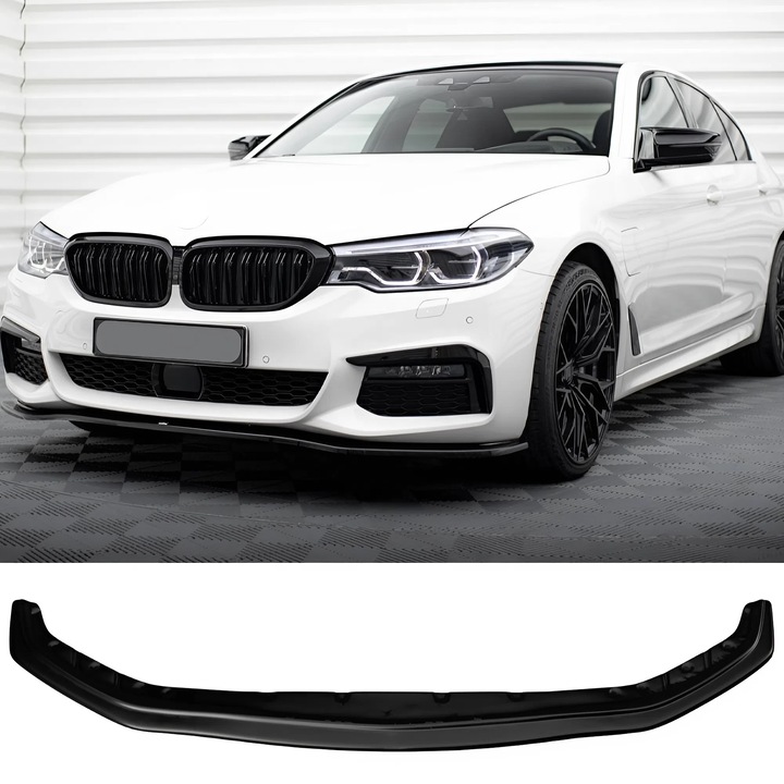 BMW 5-ös szériához G30 G31 M-Pack 2017-2020 Első spoiler fényes fekete ABS műanyag sport dizájn könnyen felszerelhető