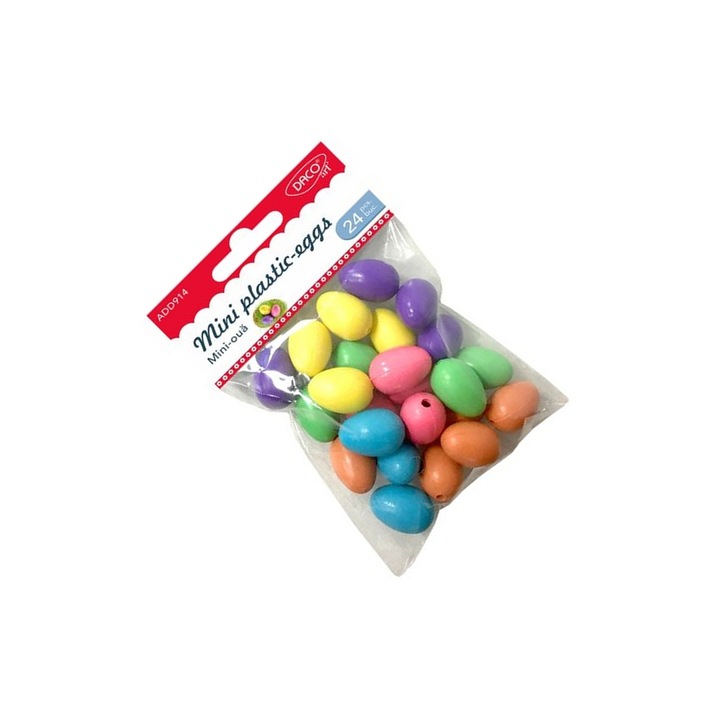 Set 24 Mini Oua Decorative din Plastic, Daco, 2.5 cm, multicolor