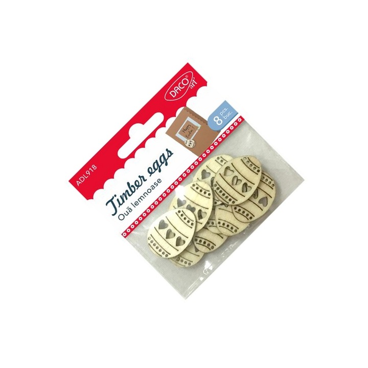 Set Oua Lemnoase pentru Decorat Daco, 8 buc, 3, 5x2, 5cm, natural