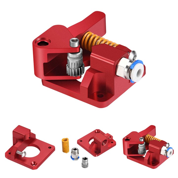3D nyomtató extruder, fém, állítható rugók, dupla fém fogaskerekek, kompatibilis az Ender 3 V2, 3 Pro, 3 Neo sorozattal, 5-ös sorozattal, CR10-zel, Voxelab Aquila 3D nyomtatókkal, támogatja a TPU-t