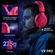 Слушалки за гейминг MCHOSE V9 PRO, 7.1 съраунд звук, за PS5, PS4, PC, Switch, TOPSPEED, безжични, микрофон с шумопотискане, 250 часа живот на батерията, розови и червени