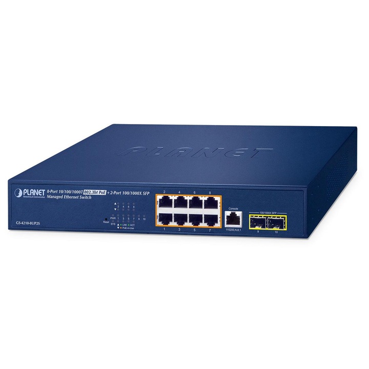 Switch gestionat 8 porturi, Planet, 1000M, SFP