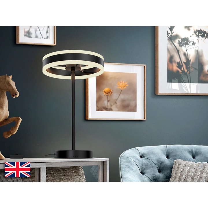 Helia - lampa de masa led, negru mat uk, Metal, 49cm