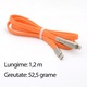 Кабел 2 в 1 USB-C/Lightning – Зареждане C-C до 240W, C-L за стандартно зареждане на iPhone/iPad, дължина 1.2 м, плосък кабел от течен силикон – Оранжев