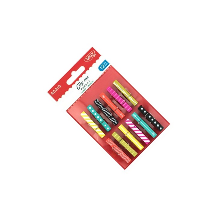 Set 12 Accesorii Craft din Lemn DACO, Agata-ma Modern, Multicolor, 4, 7x1cm