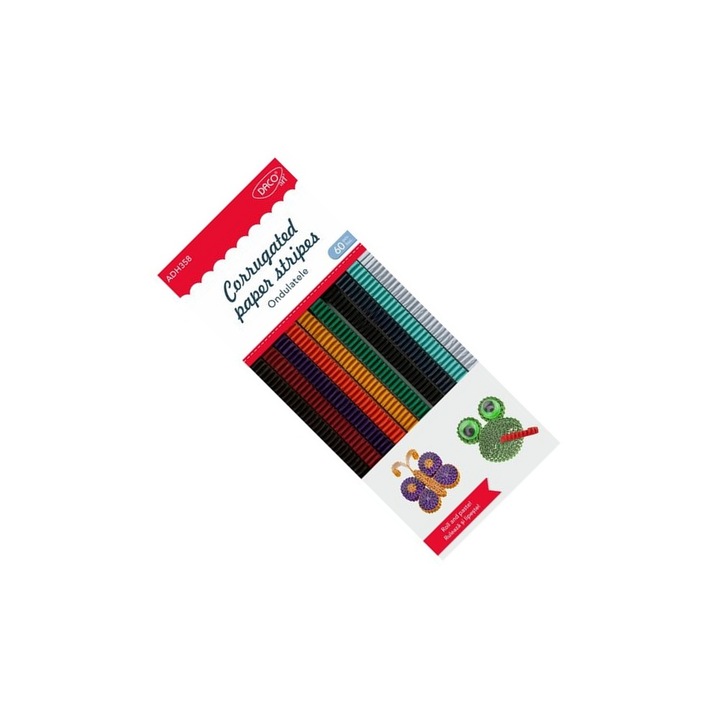 Set Creativ DACOart Ondulatele, 60 benzi hartie ondulata multicolora, 7+ ani