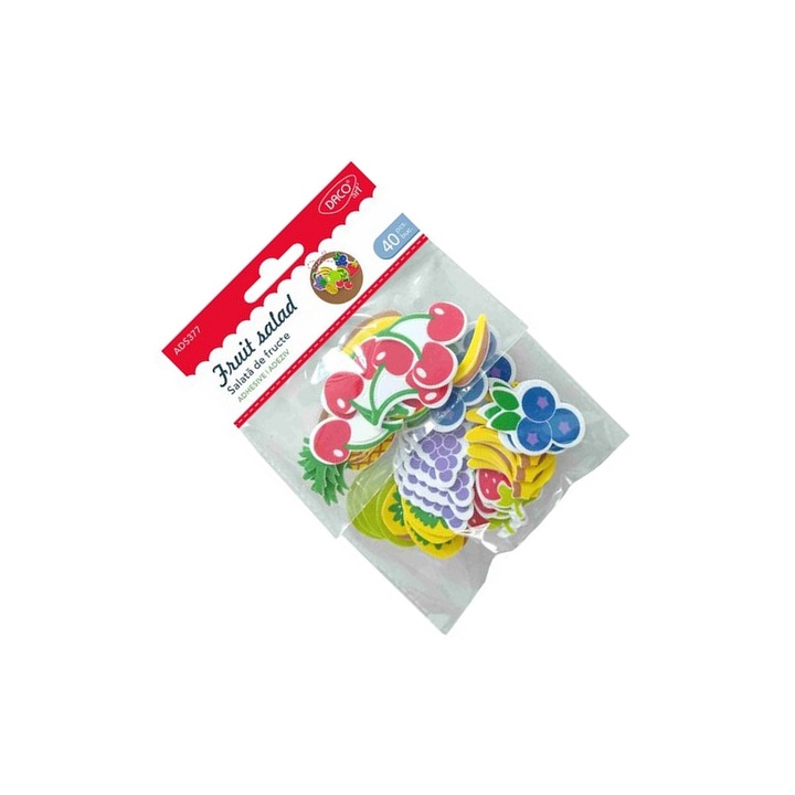 Set Accesorii Craft Salata de Fructe DACOart, 40 piese spuma autoadeziva, multicolor