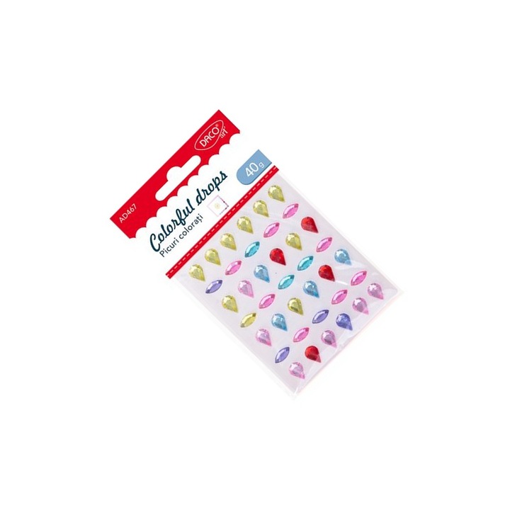 Set Accesorii Decorative Autoadezive DACO Art, 39 picuri colorati, multicolor, pentru crafturi creative