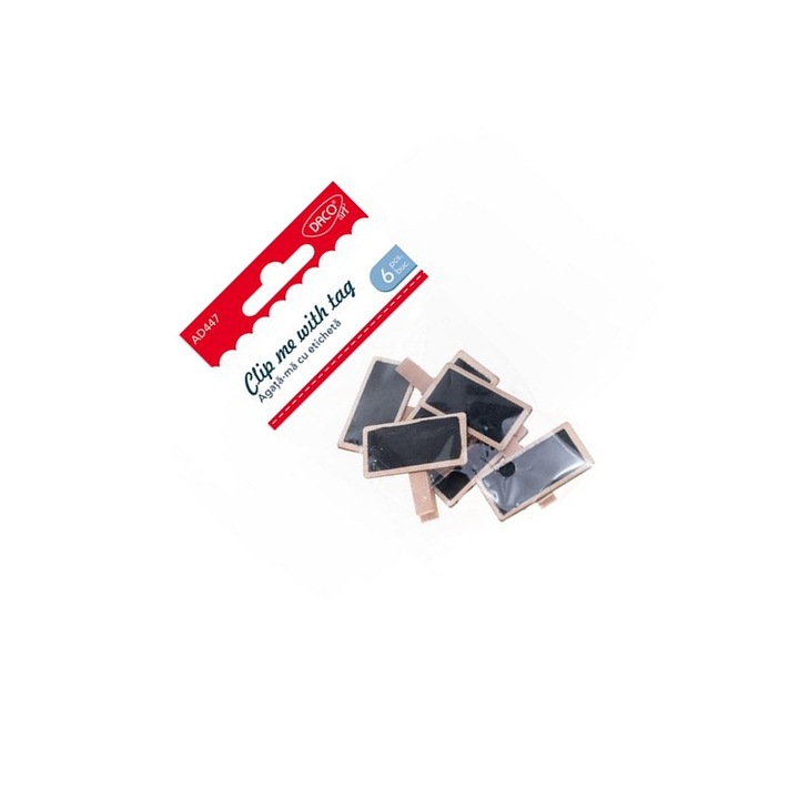 Set accesorii craft DACO, Agata-ma cu eticheta din lemn, 6 bucati, pentru proiecte creative