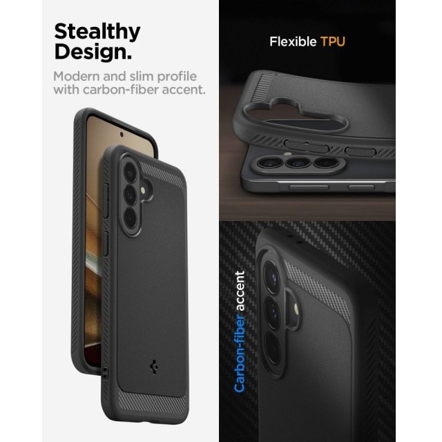 Husa Rugged Armor Compatibila Cu Samsung Galaxy A57 5G, Materiale Premium, AntiShock, Negru, Kit Upzz® Inclus