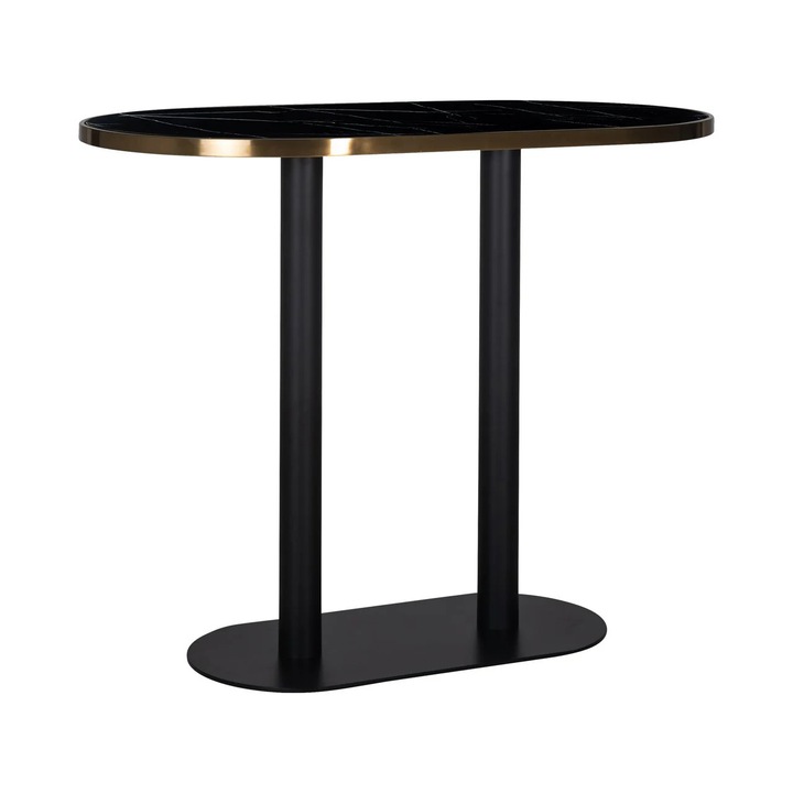 Masa bar Zenza neagra ovala 120.0x70.0x105.0 Stejar, Metal