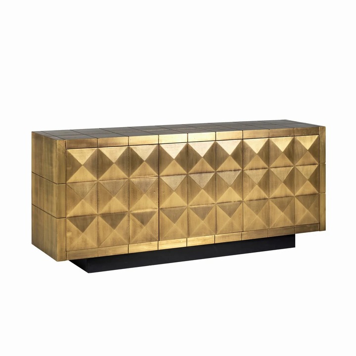 Comoda Collada auriu periat 180.0x45.0x77.0 Fier, MDF, Alama, Marmura Black Marine, Mango