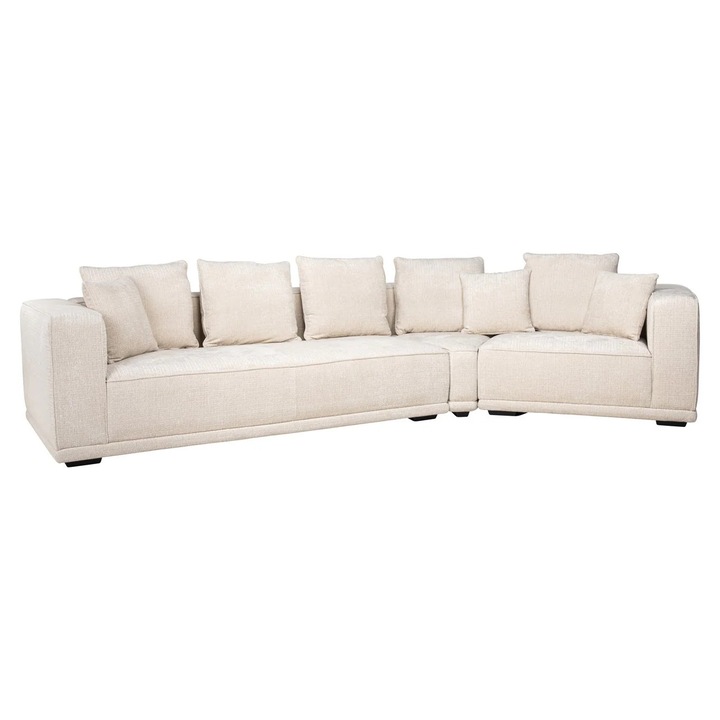 Canapea Lusso niagara bej 4 locuri 365.0x102.0x68.0 MDF, Rasina, Oglinda
