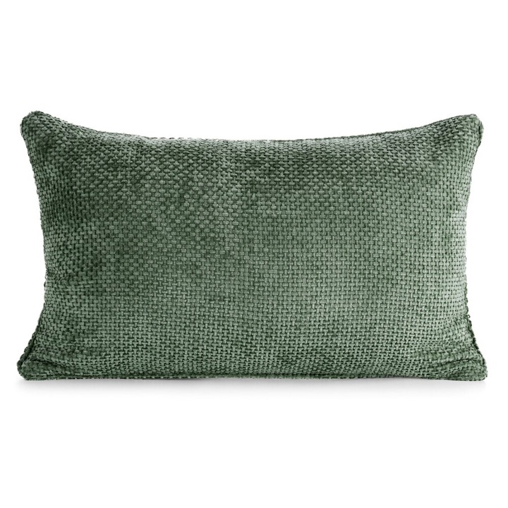 Poszewka decorativa Eurofirany 30x50 cm din tesatura szenil, verde inchis, cu sclipire decorativa