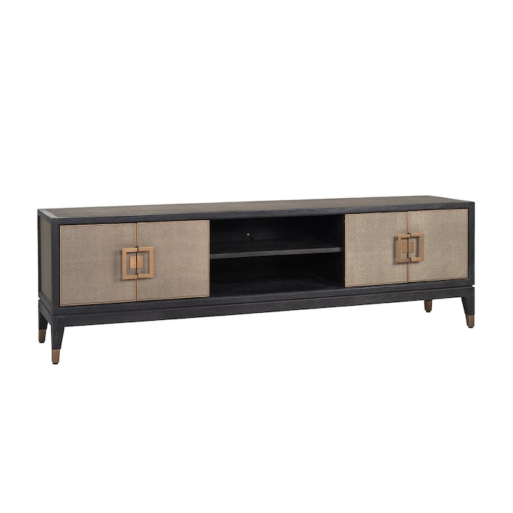 Masuta TV Bloomville alama sagrin 185.0x40.0x55.0 Stejar, Furnir stejar, Fier, Piele PU, Placaj