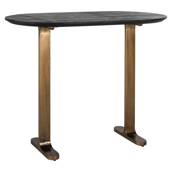 Masa bar Revelin negru/auriu 140.0x75.0x106.0 Fier, Mango, Marmura Morchana