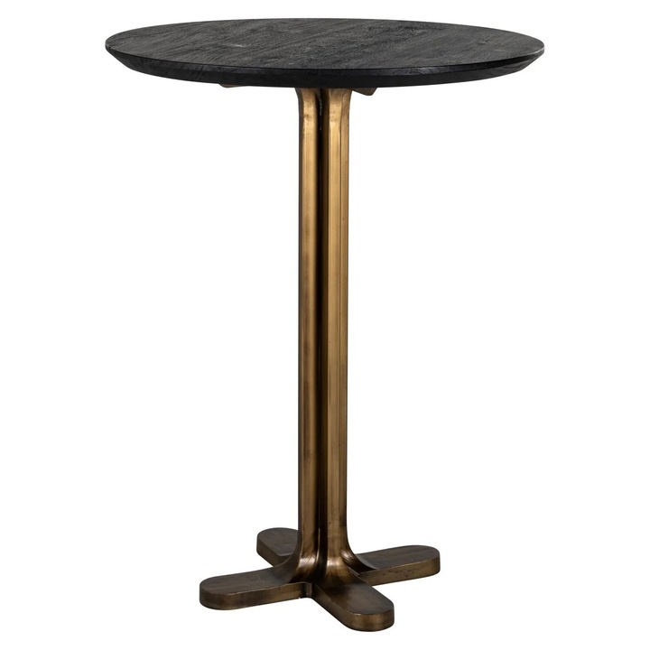 Masa bar Revelin negru/auriu 81.0x81.0x106.0 MDF, Mango, Marmura Morchana