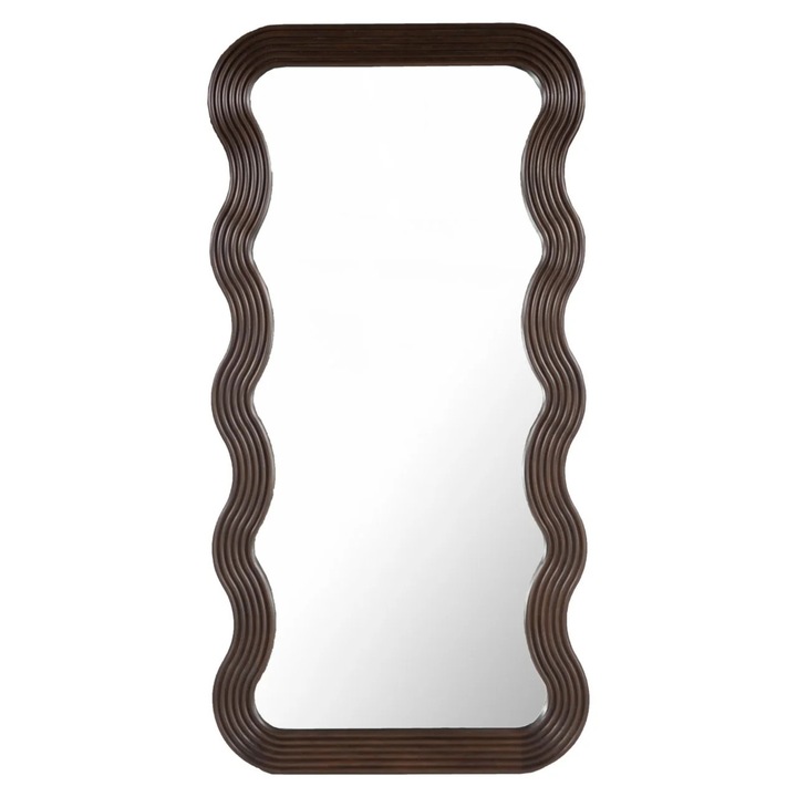 Oglinda decorativa Divani & Sofa', Mayfield, margine ondulata, rama negru inchis, 86x86 cm