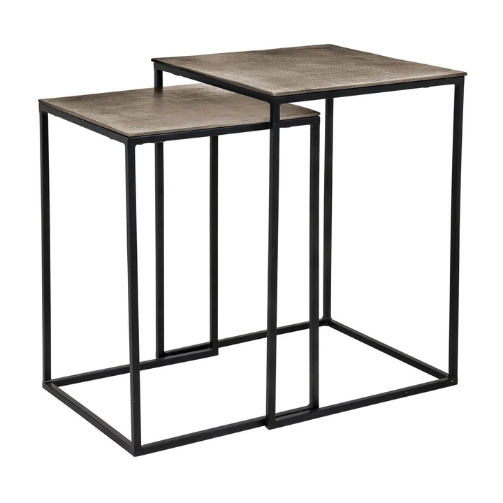 Masuta de cafea Finn sampanie auriu (set de 2) 40.0x40.0x55.0 cm, Aluminiu, Fier