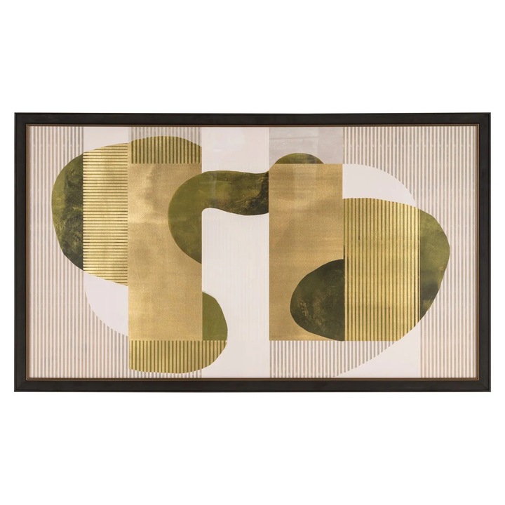 Tablou decorativ Divani & Sofa', Joylin Green, arta abstracta, suport MDF/piele/polistiren, Verde, 145.5x145.5 cm