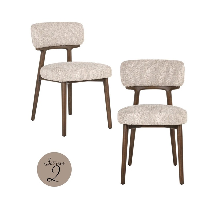 Set de 2 scaune dining Basker Natural Linear 47.0x60.0x77.5 cm, lemn