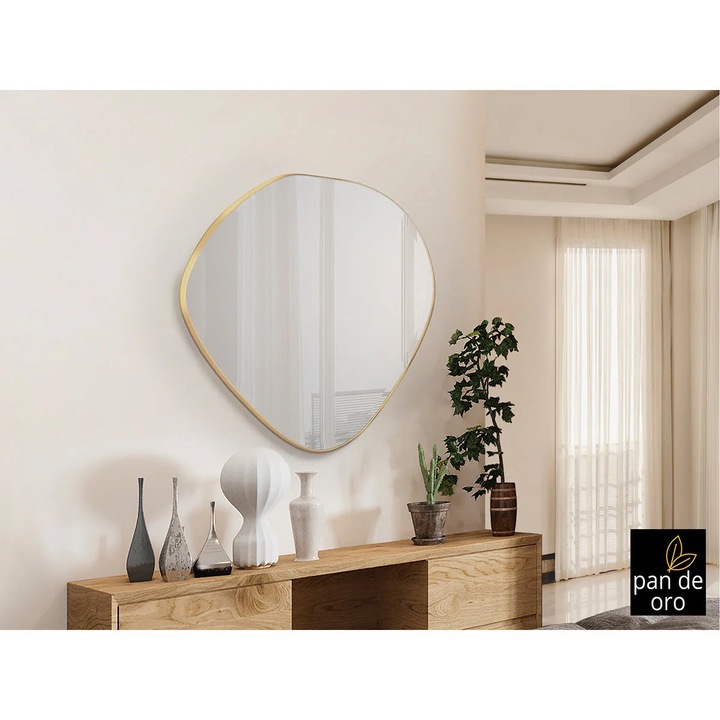 Oglinda 80x80 aur, Sticla, MDF, 4x80x82