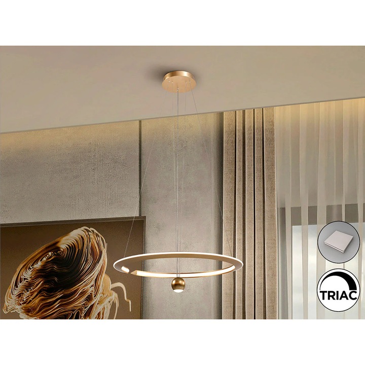 Lampa Portocaliu D60, Aurie, LED Dimmabil 46w, Inaltime Reglabila, otel, aluminiu, silicon, 80 cm