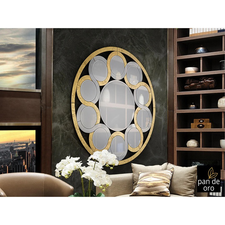 Oglinda Zendaya, Aur, 120 Cm, Oglinda, MDF, 2, 5x0x0