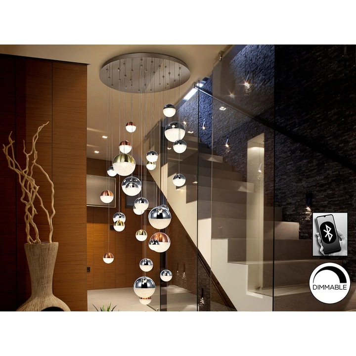Lampa LED Sfera 80 Cm, 27 Led-uri Dimabila, Metal, 220 cm