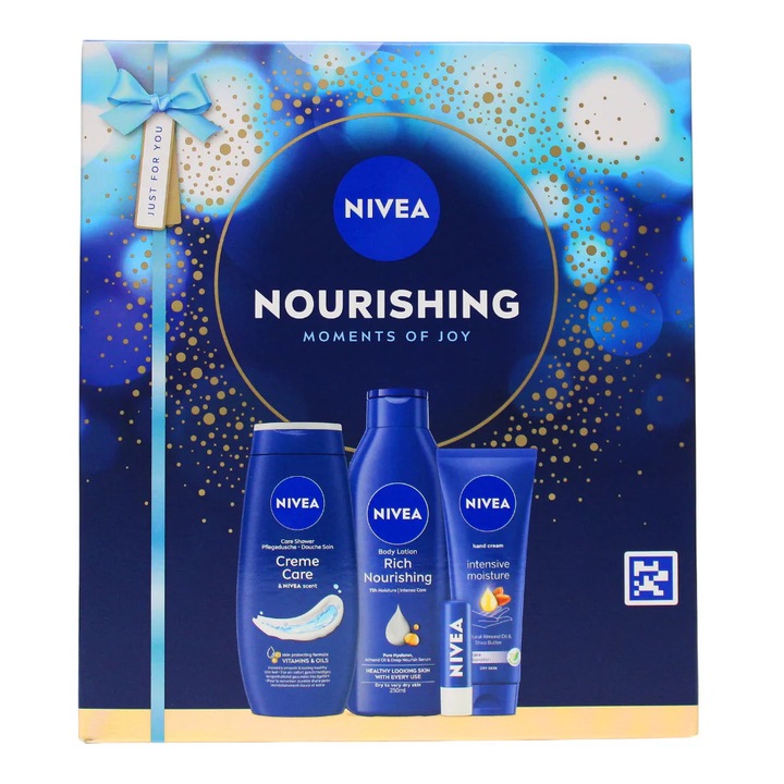 Set Cadou NIVEA Nourishing Moments of Joy, Gel de Dus, Lotiune de Corp si Crema de Maini