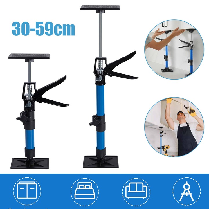 2 db. Állítható Teleszkópos Támasztóoszlop 30-59 cm Max. 40 kg, Fali, Mennyezeti és Ajtókeret Rögzítő Támogatás, Egykezes Működtetés, Gipszkarton Támasztóoszlop, Tartórúd, Könnyen Szerelhető Tartó