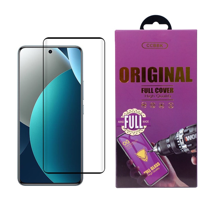 Protector de sticlă OG pentru Xiaomi Redmi Note 15 Pro 4G, Anti Șoc, Transparent/Negru