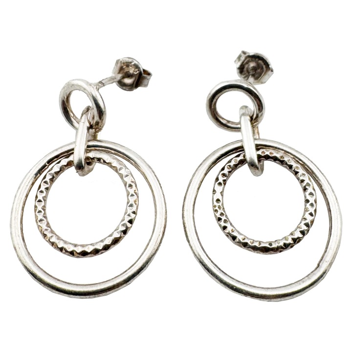 Cercei pentru Dama, Jolie, Argint 925, Model Cerc in Cerc, 5.6g, 2.5 cm x 2 cm, Argintiu