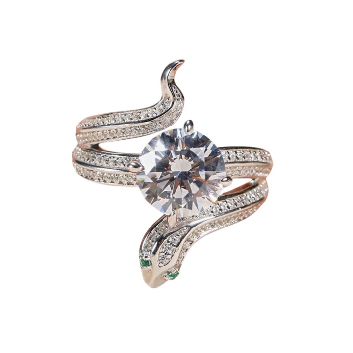 Inel femei CAOSHI, design sarpe, placat cu argint 925, cristale zirconiu, 6