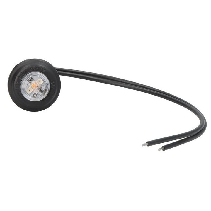 Lampa gabarit rotundă LED portocalie, neagră, 12/24V, lungime cablu 220mm