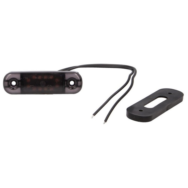 Lampa gabarit LED oval, portocaliu/afumat, 24x84x25mm, set dreptă/stângă, WAS