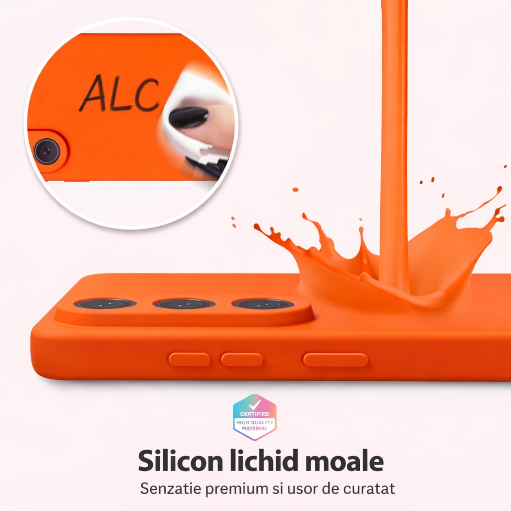 Husa Soft Touch Slim ALC Mobile, TPU, Anti-Soc, Protectie Camera, Compatibila cu Samsung Galaxy S26, Portocaliu